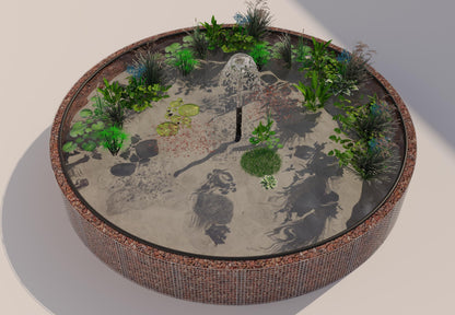 Estanque elevado de gaviones, redondo, diámetro exterior 292 cm, altura 80 cm, malla 5 x 5 cm, espesor de pared 15 cm