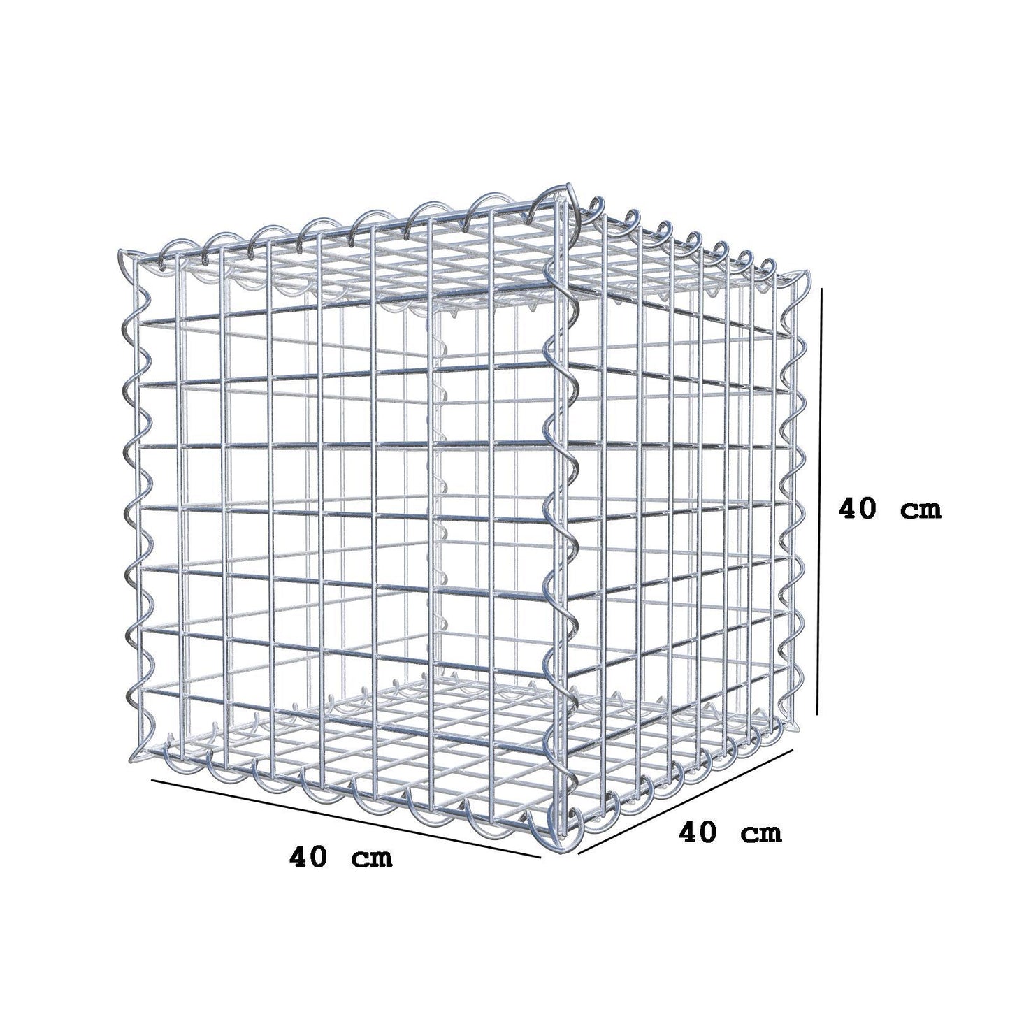 Gabion 40 cm x 40 cm x 40 cm (L x H x D), maskstorlek 5 cm x 5 cm, spiral