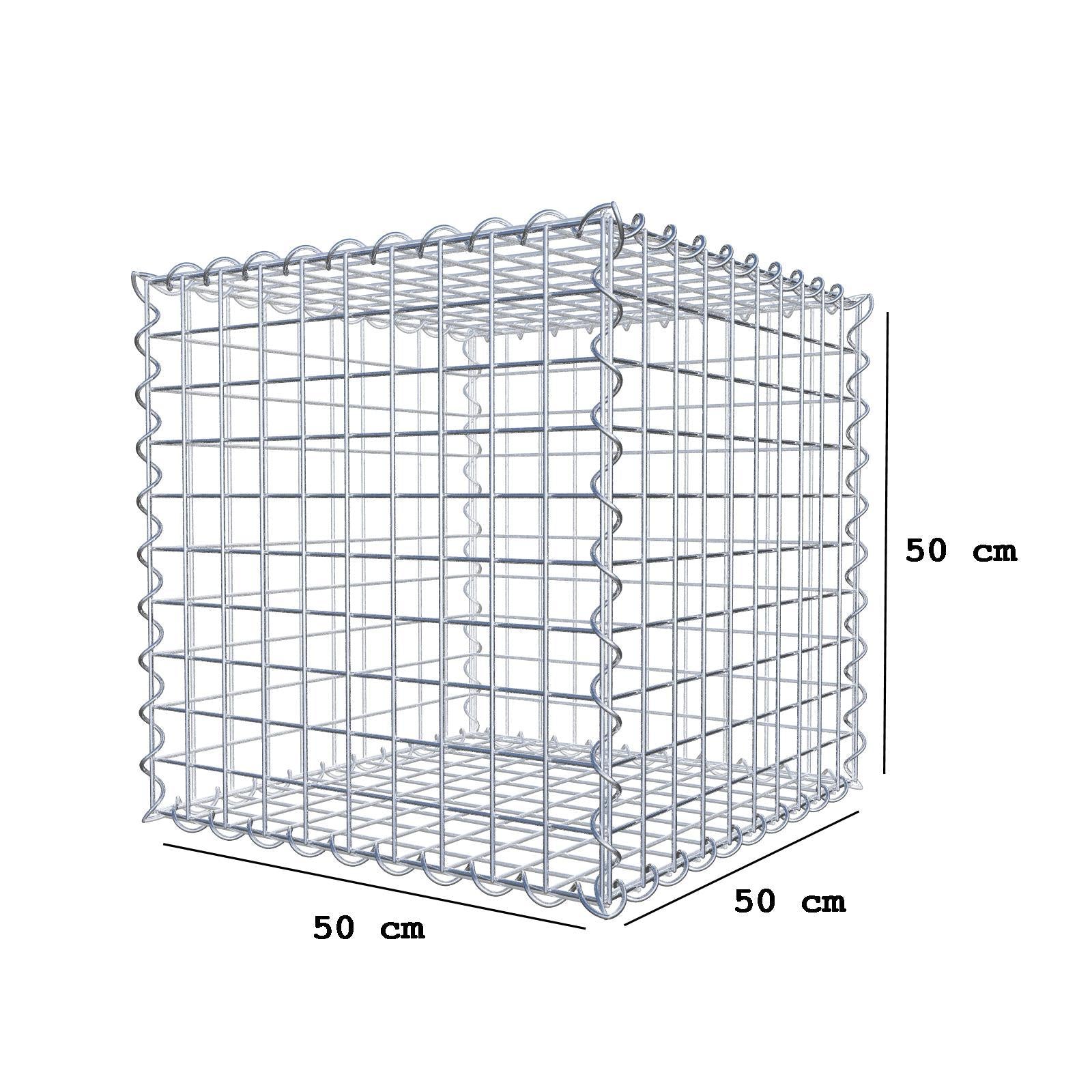 Gabião 50 cm x 50 cm x 50 cm (C x A x P), malhagem 5 cm x 5 cm, espiral