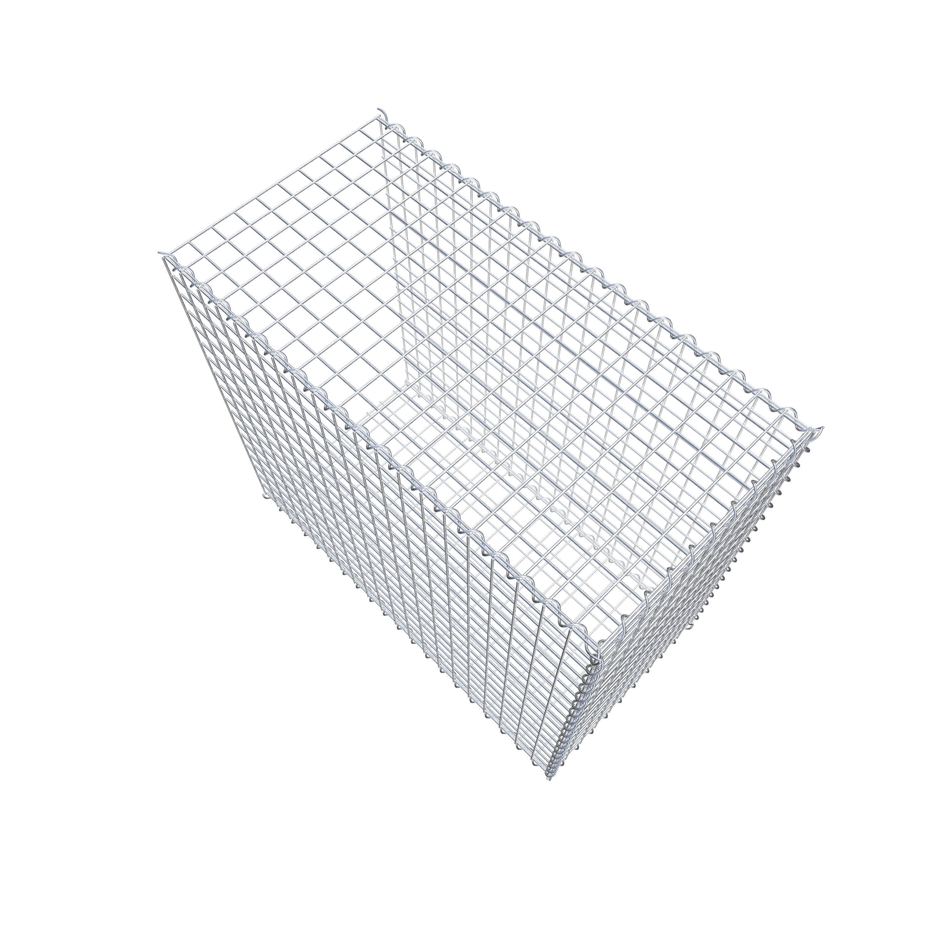 Opbouw schanskorf type 2 100 cm x 90 cm x 50 cm (L x H x D), maaswijdte 5 cm x 5 cm, spiraalvormig