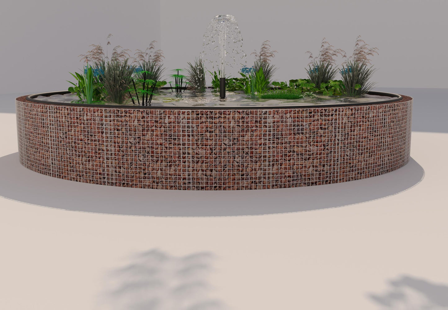 Estanque elevado de gaviones, redondo, diámetro exterior 292 cm, altura 80 cm, malla 5 x 5 cm, espesor de pared 15 cm