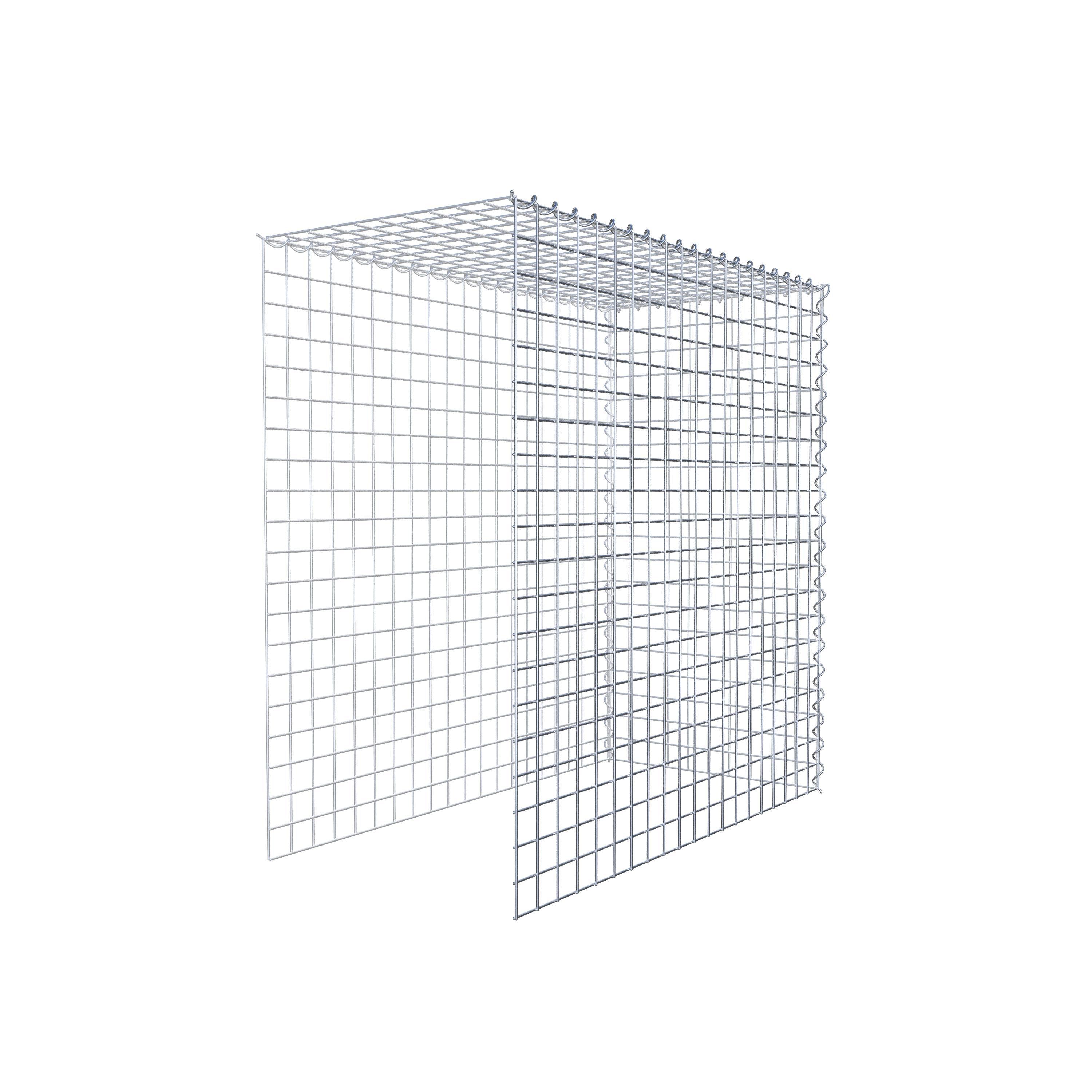 Opbouw schanskorf type 4 100 cm x 100 cm x 50 cm (L x H x D), maaswijdte 5 cm x 5 cm, spiraalvormig