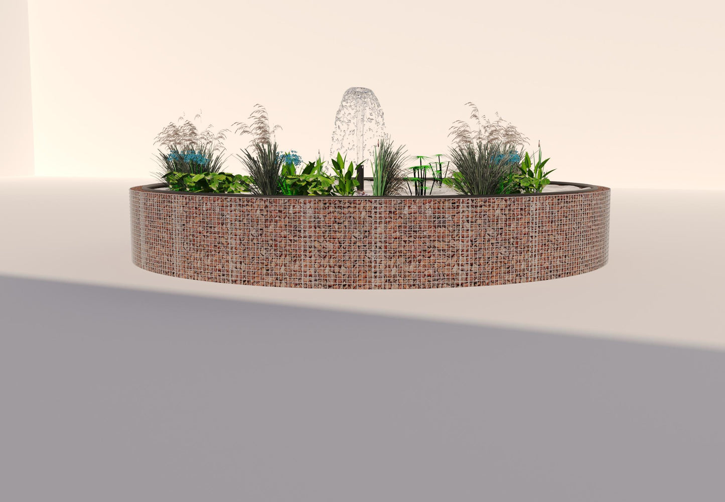 Estanque elevado de gaviones, redondo, diámetro exterior 292 cm, altura 80 cm, malla 5 x 5 cm, espesor de pared 15 cm