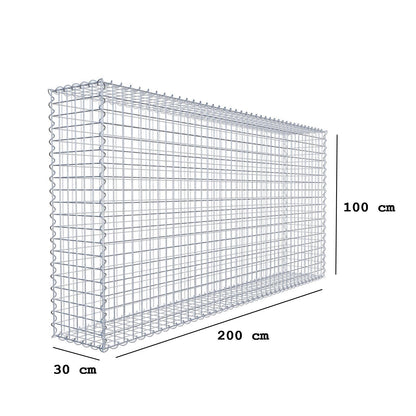 Gabion 200 cm x 100 cm x 30 cm (L x H x D), mesh size 5 cm x 5 cm, spiral