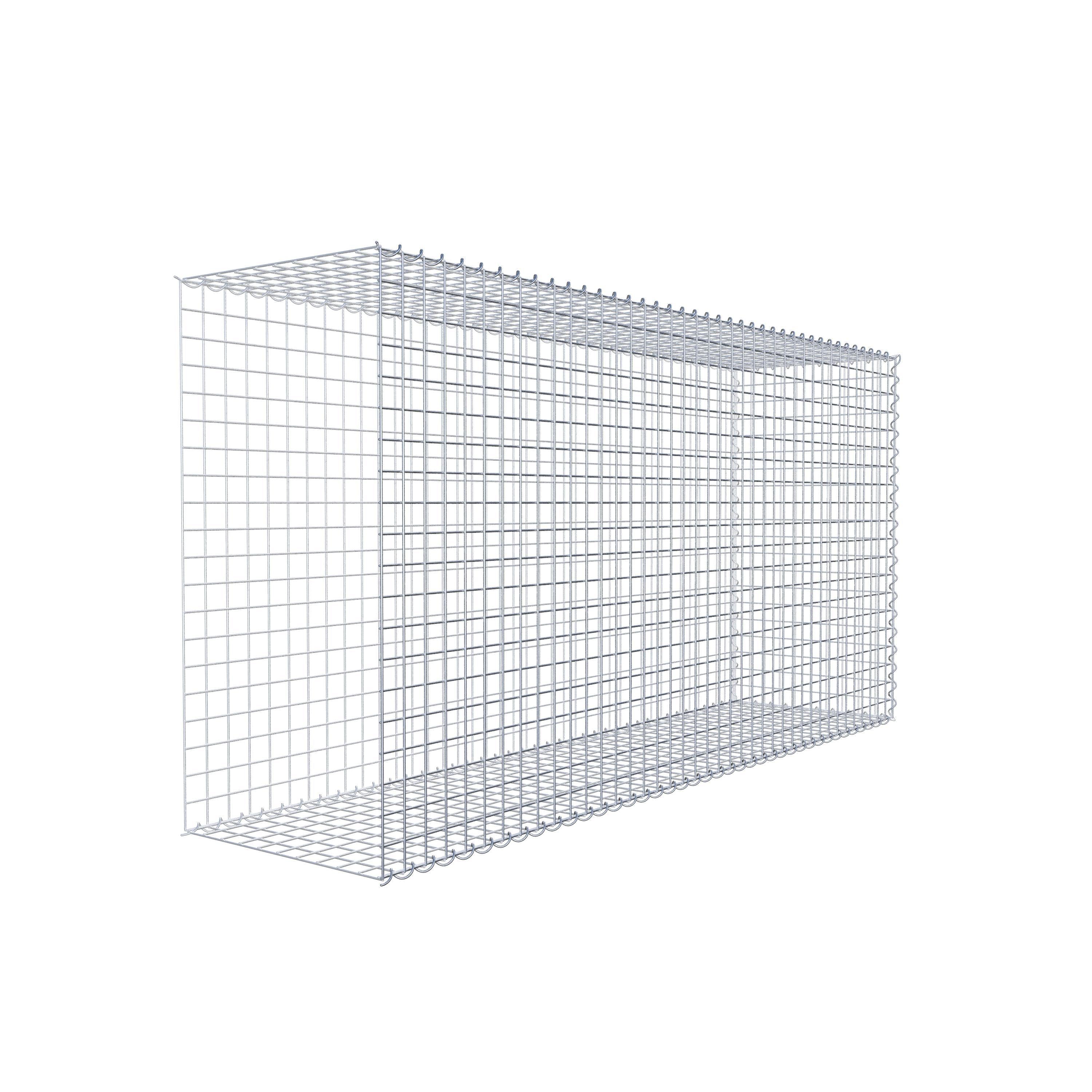 Opbouw schanskorf type 2 200 cm x 100 cm x 50 cm (L x H x D), maaswijdte 5 cm x 5 cm, spiraalvormig