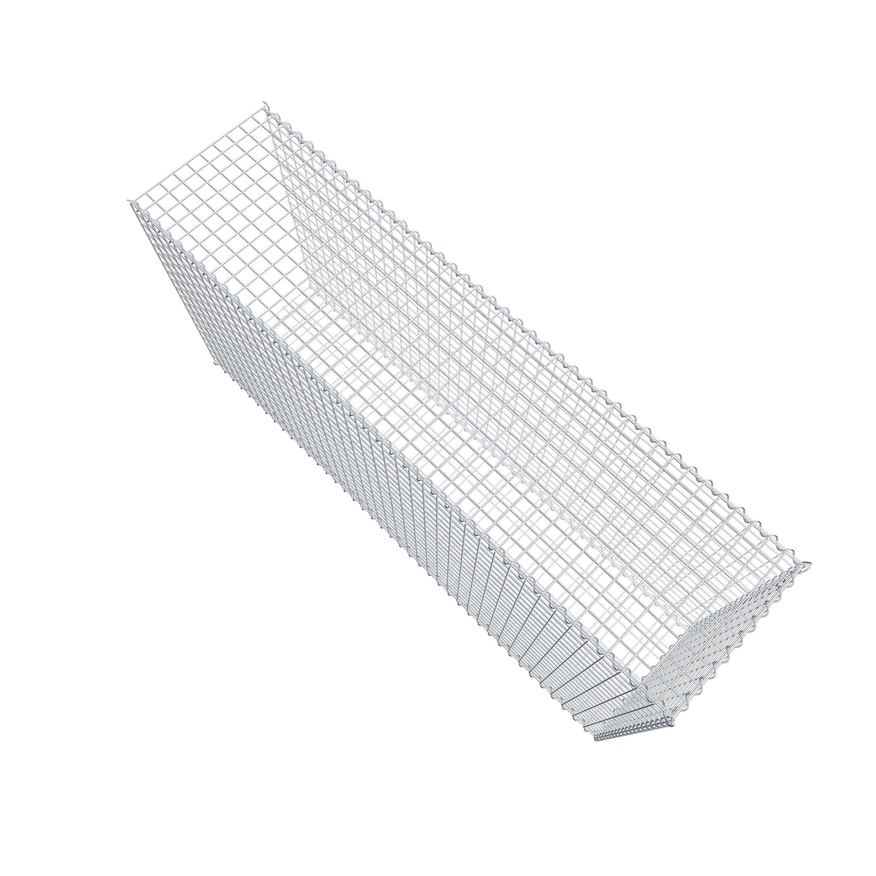 Opbouw schanskorf type 2 200 cm x 100 cm x 50 cm (L x H x D), maaswijdte 5 cm x 5 cm, spiraalvormig