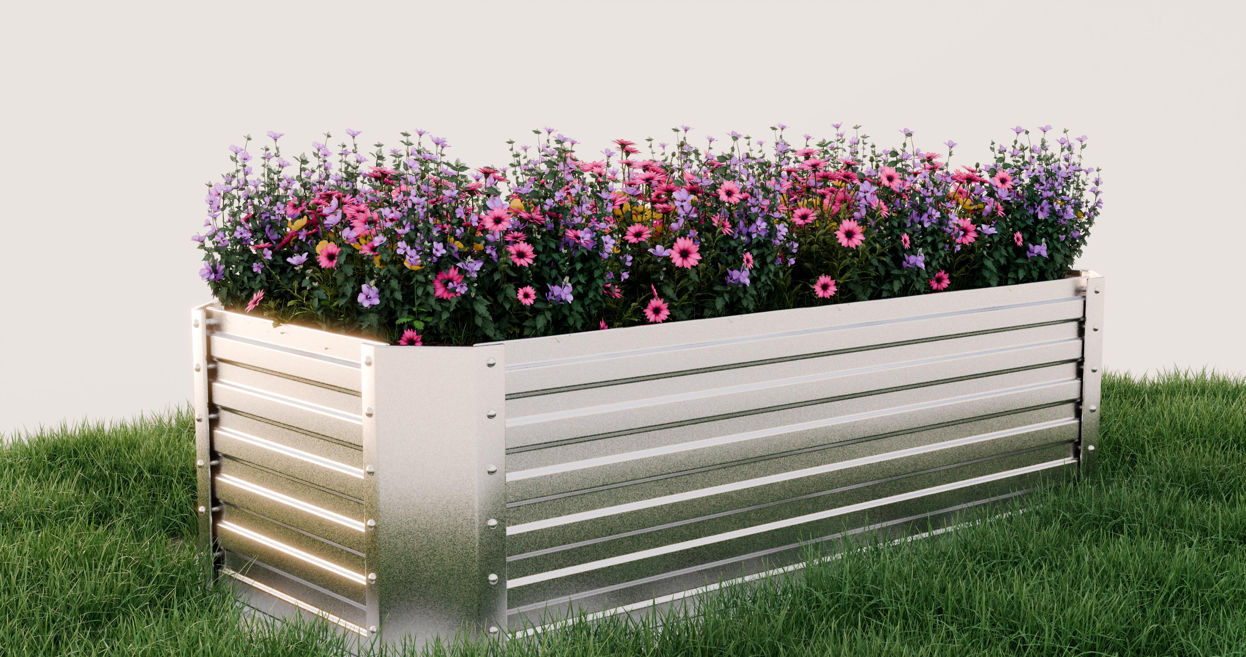 Raised bed made of galvanized sheet metal (184 x 60 x 90 cm)