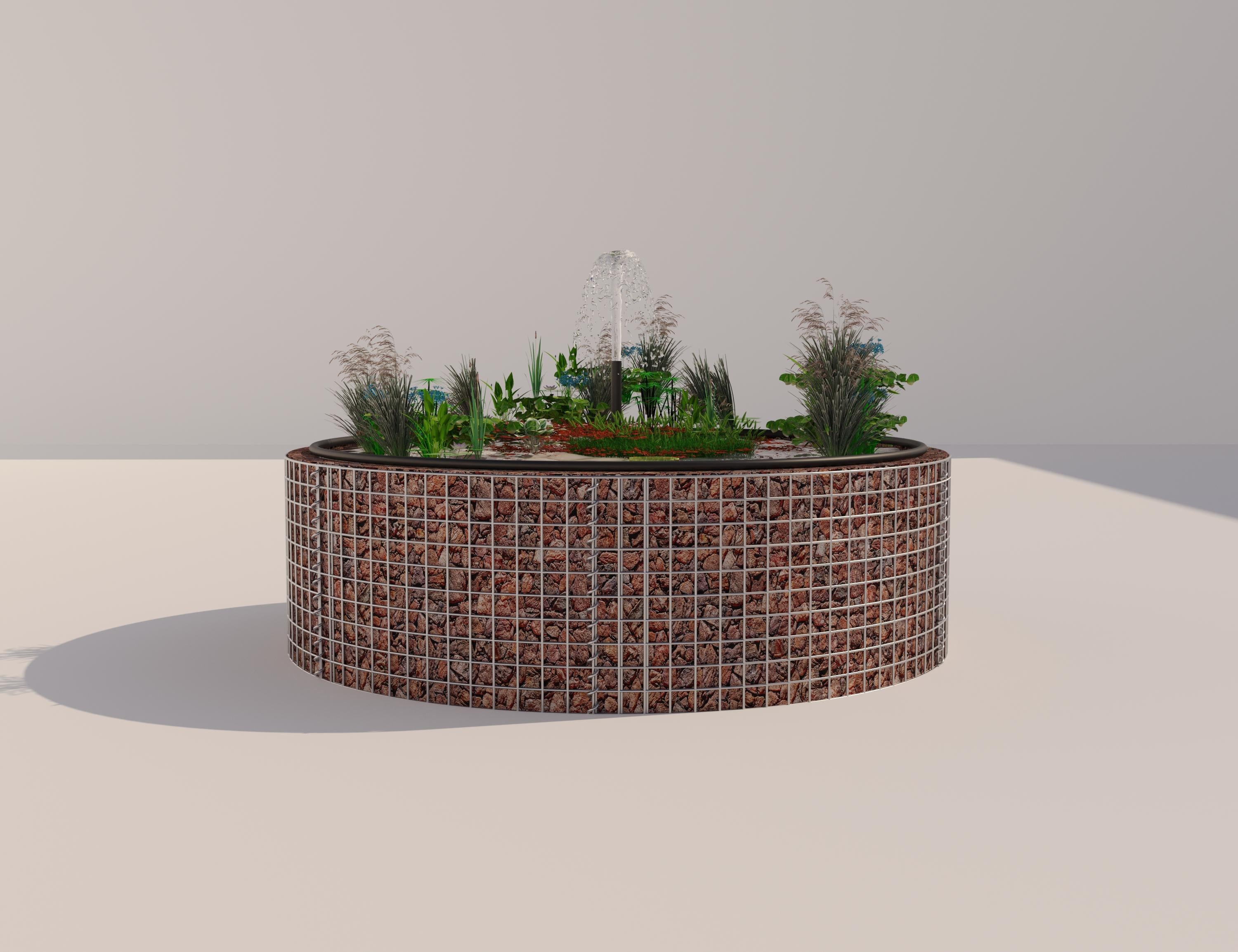 Gabionen Hochteich rund, Außendurchmesser 172 cm, Höhe 50 cm, Maschenweite 5 x 5 cm, Wandstärke 15 cm