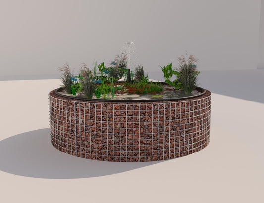 Gabion bassin surélevé rond, diamètre extérieur 172 cm, hauteur 50 cm, mailles 5 x 5 cm, épaisseur de paroi 15 cm