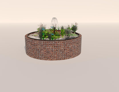 Gabion bassin surélevé rond, diamètre extérieur 172 cm, hauteur 50 cm, mailles 5 x 5 cm, épaisseur de paroi 15 cm