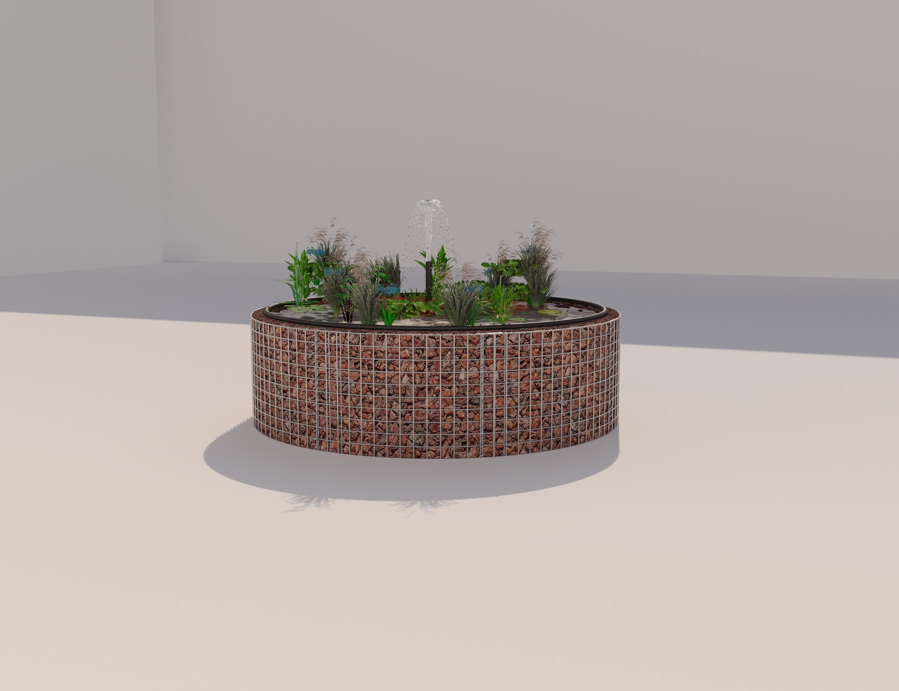 Gabionen Hochteich rund, Außendurchmesser 172 cm, Höhe 50 cm, Maschenweite 5 x 5 cm, Wandstärke 15 cm