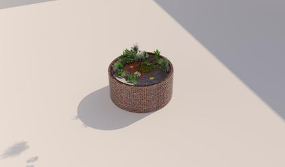 Tanque elevado de gabiões, redondo, diâmetro exterior 172 cm, altura 80 cm, dimensão da malha 5 x 5 cm, espessura da parede 15 cm