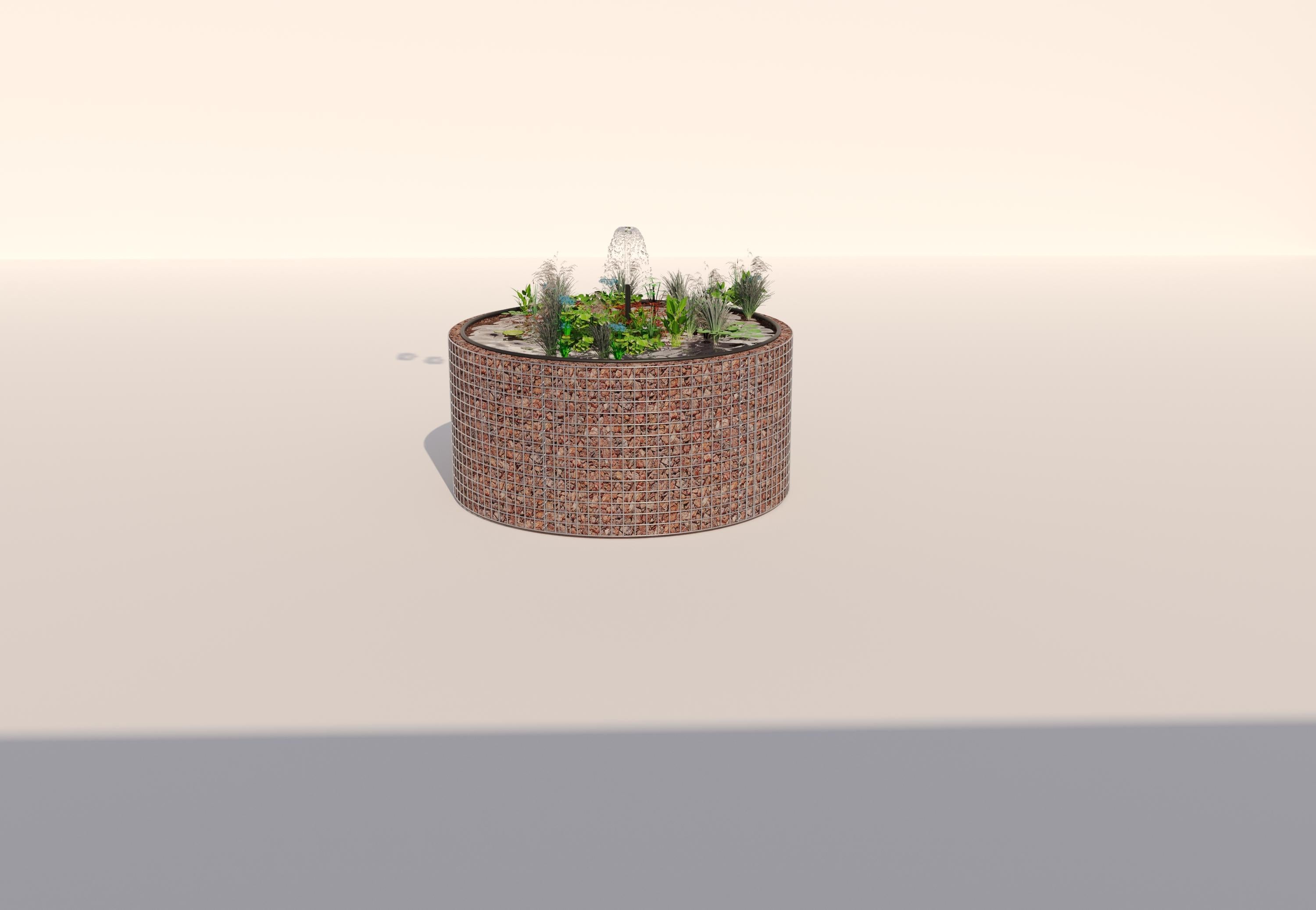 Gabion-dam, rund, ydre diameter 172 cm, højde 80 cm, maskestørrelse 5 x 5 cm, vægtykkelse 15 cm