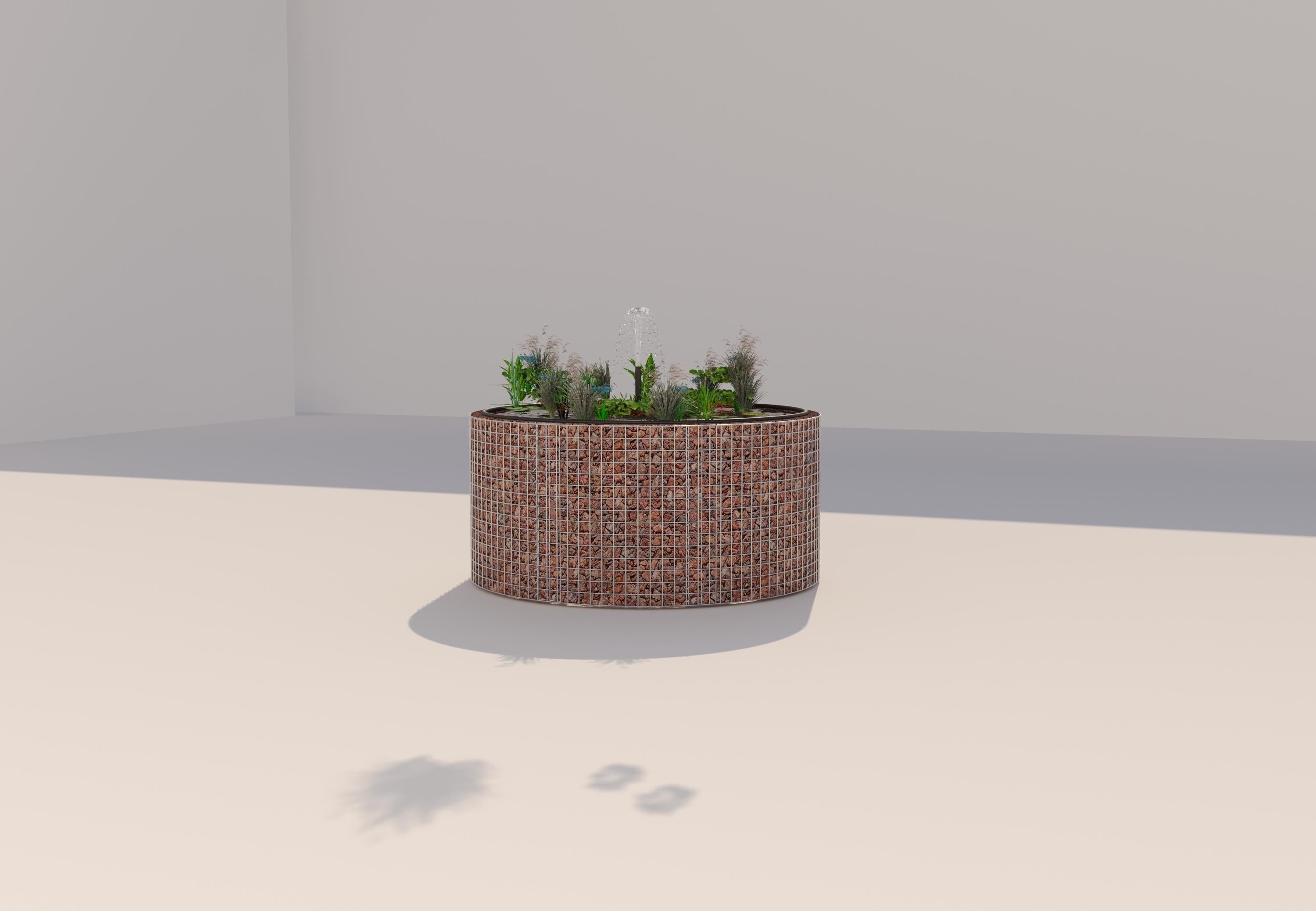 Gabion-dam, rund, ydre diameter 172 cm, højde 80 cm, maskestørrelse 5 x 5 cm, vægtykkelse 15 cm