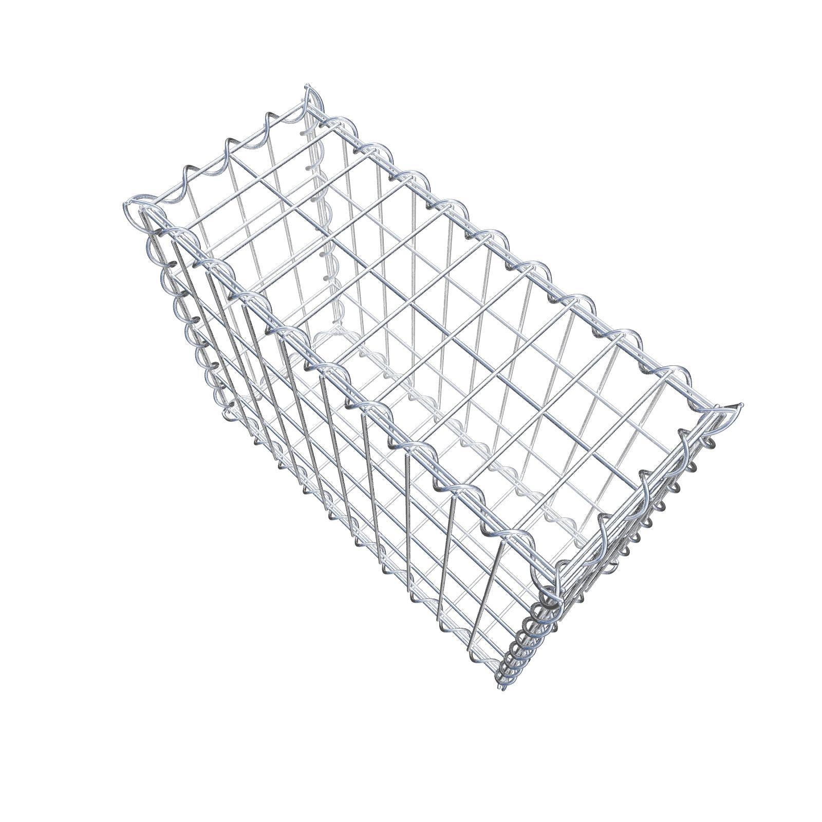 Schanskorf 50 cm x 40 cm x 20 cm (L x H x D), maaswijdte 5 cm x 10 cm, spiraalvormig