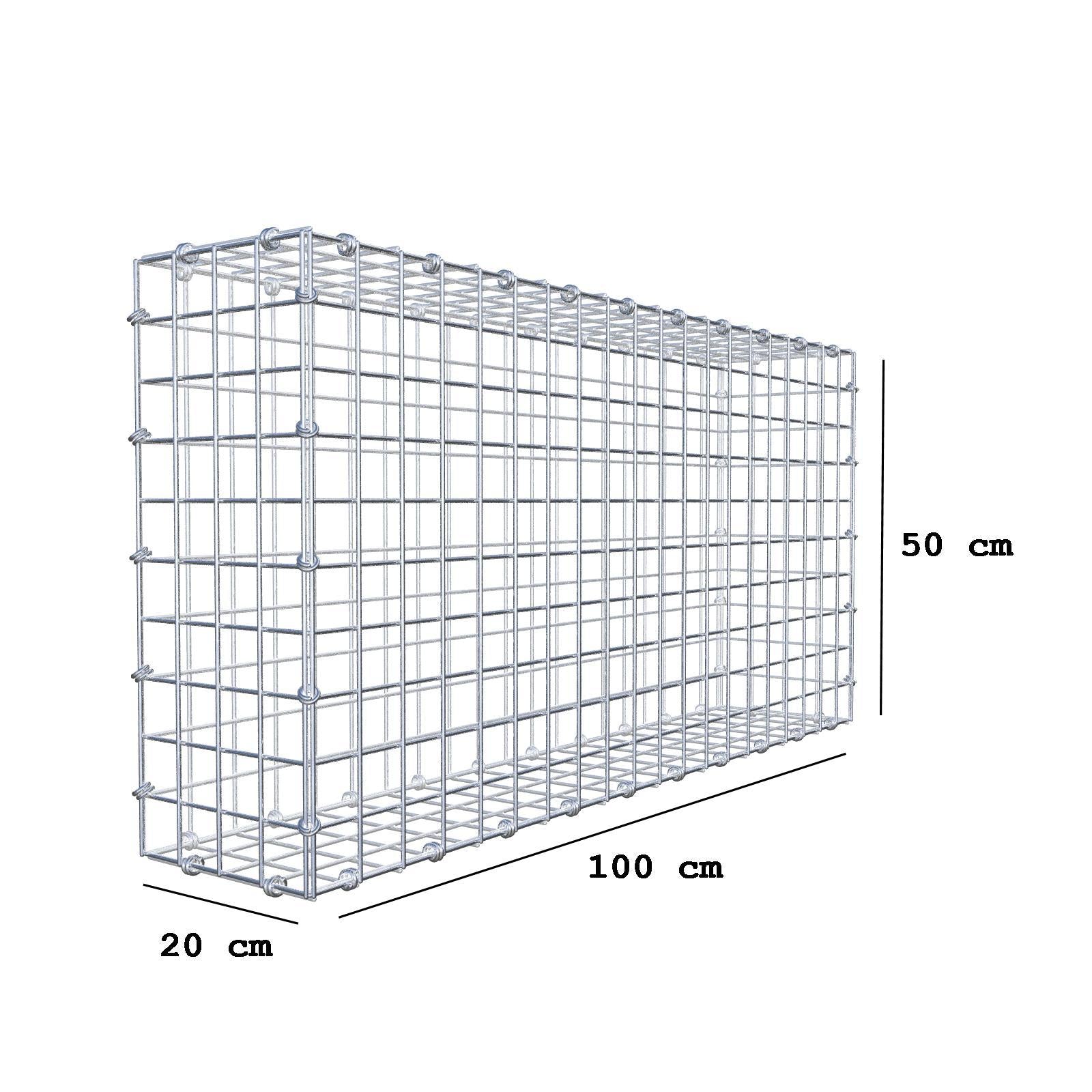 Gabião 100 cm x 50 cm x 20 cm (C x A x P), malhagem 5 x 5 cm, anel espiral