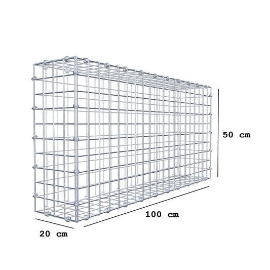 Gabion 100 cm x 50 cm x 20 cm (L x H x D), mesh size 5 x 5 cm, spiral ring