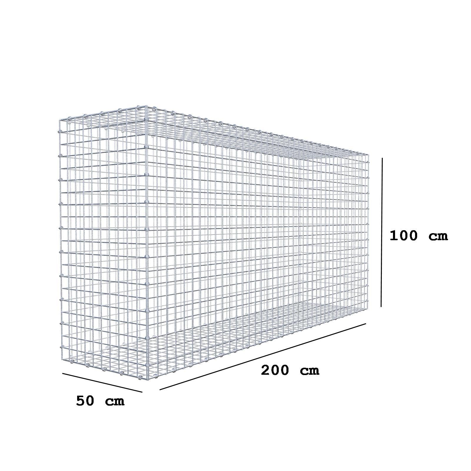 Gabbione 200 cm x 100 cm x 50 cm (L x H x P), maglia 5 x 5 cm, anello a spirale