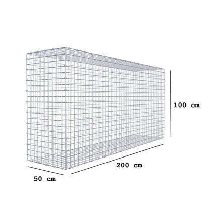 Gabion 200 cm x 100 cm x 50 cm (L x H x D), mesh size 5 x 5 cm, spiral ring