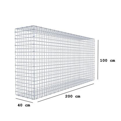 Gabion 200 cm x 100 cm x 40 cm (L x H x D), maskstorlek 5 x 5 cm, spiralring