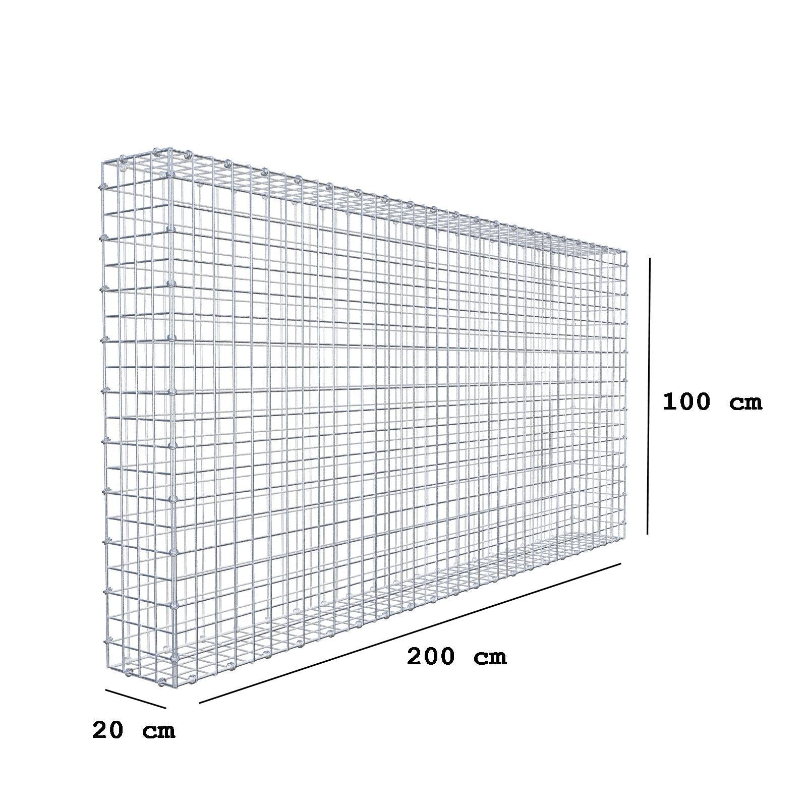 Gabbione 200 cm x 100 cm x 20 cm (L x H x P), maglia 5 x 5 cm, anello a spirale