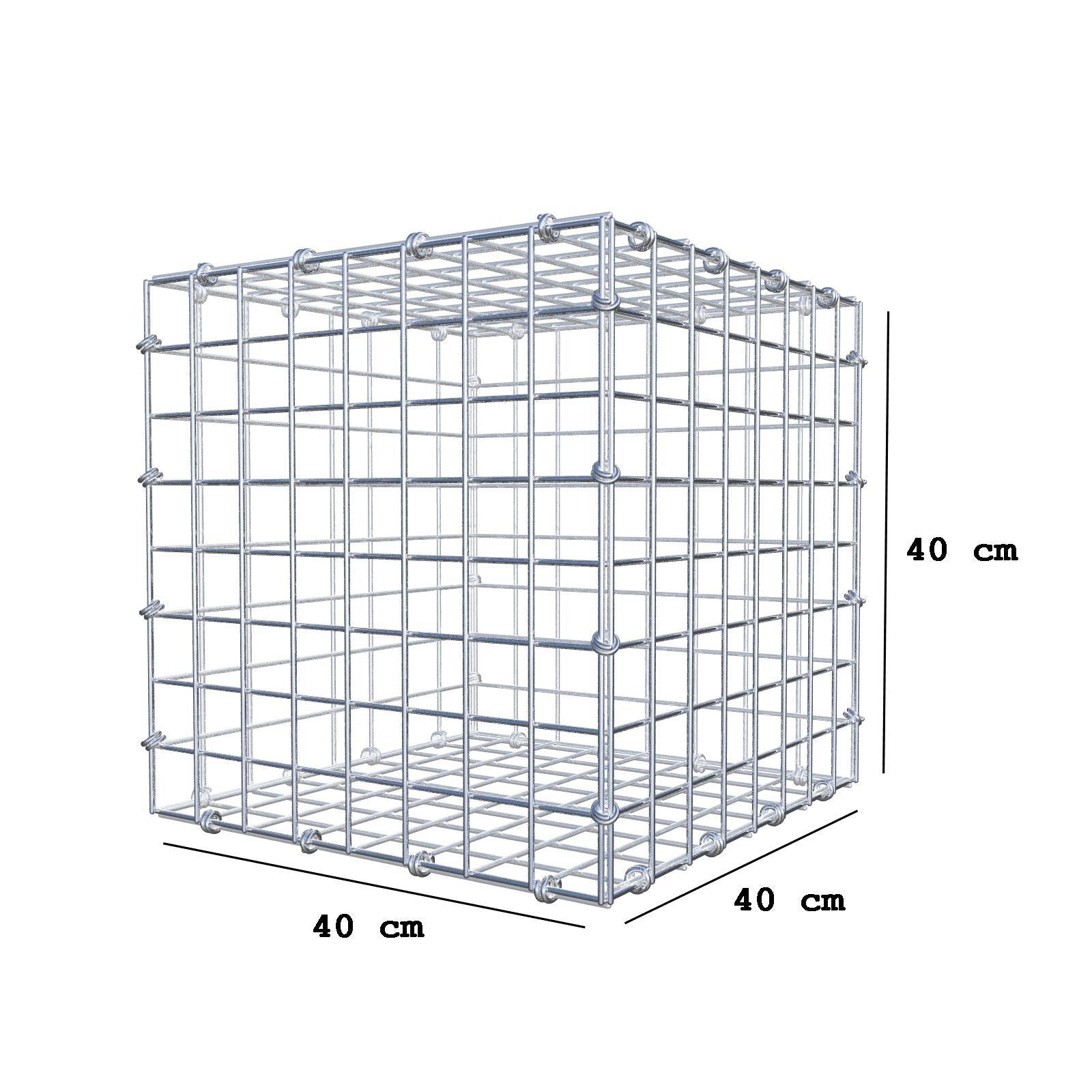 Gabião 40 cm x 40 cm x 40 cm (C x A x P), malhagem 5 x 5 cm, anel espiral