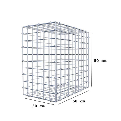 Gabion 50 cm x 50 cm x 30 cm (L x H x D), maskestørrelse 5 x 5 cm, spiralring