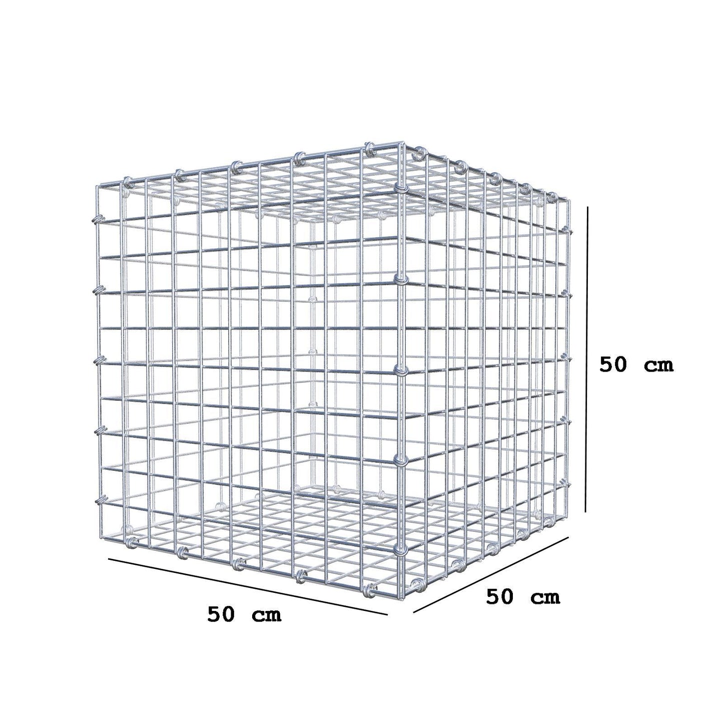 Gabione 50 cm x 50 cm x 50 cm (L x H x T), Maschenweite 5 x 5 cm, Spiralring
