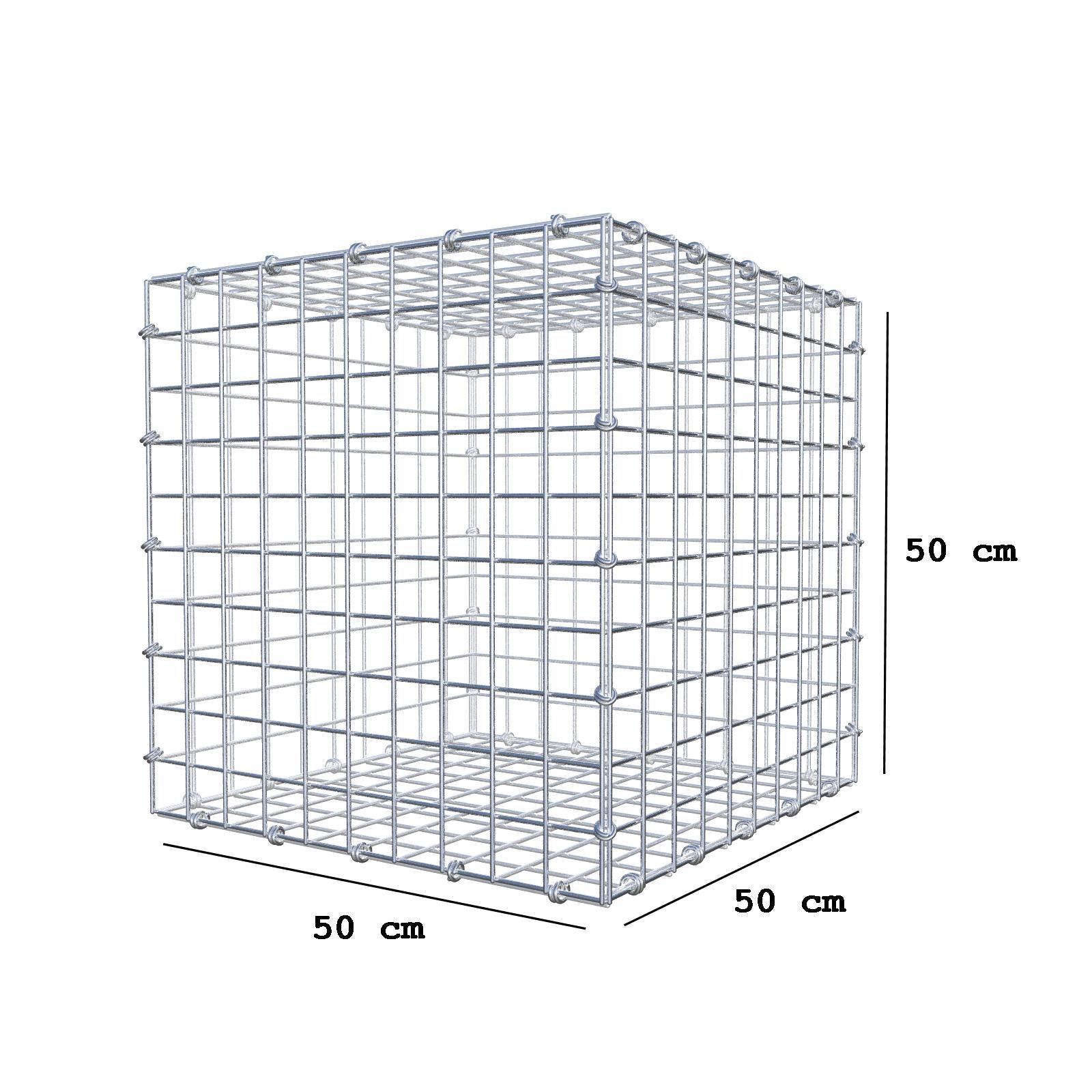 Gabbione 50 cm x 50 cm x 50 cm (L x H x P), maglia 5 x 5 cm, anello a spirale