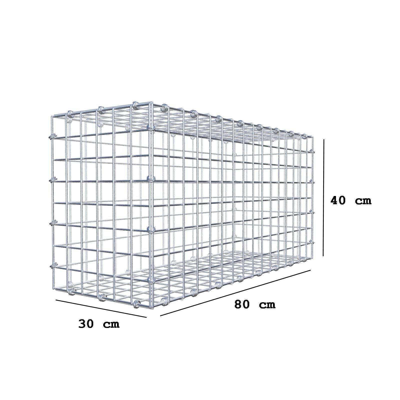 Gabbione 80 cm x 40 cm x 30 cm (L x H x P), maglia 5 x 5 cm, anello a spirale