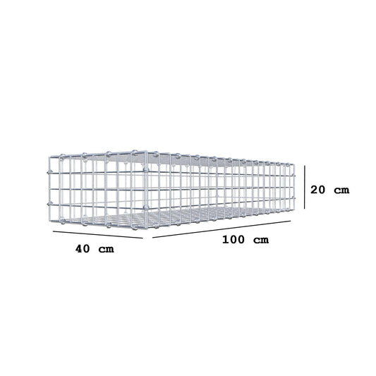 Schanskorf 100 cm x 20 cm x 40 cm (L x H x D), maaswijdte 5 x 5 cm, spiraalring