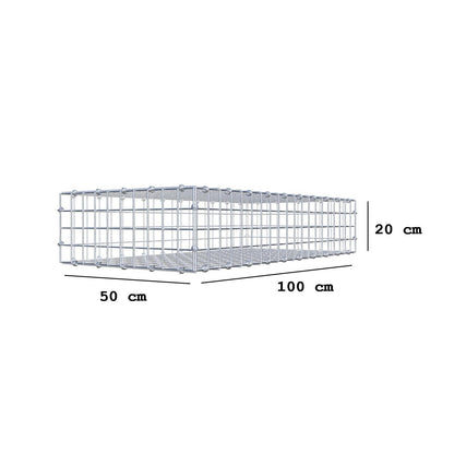 Gabion 100 cm x 20 cm x 50 cm (L x H x D), mesh size 5 x 5 cm, spiral ring