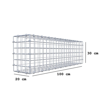 Gabione 100 cm x 30 cm x 20 cm (L x H x T), Maschenweite 5 x 5 cm, Spiralring