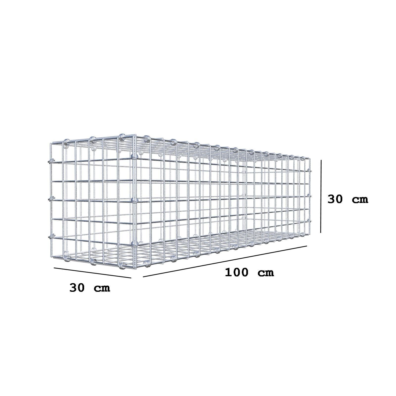 Gabião 100 cm x 30 cm x 30 cm (C x A x P), malhagem 5 x 5 cm, anel espiral
