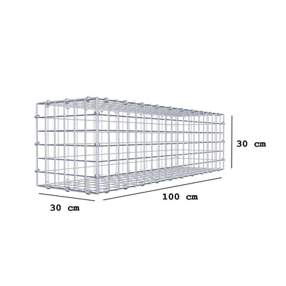 Gabione 100 cm x 30 cm x 30 cm (L x H x T), Maschenweite 5 x 5 cm, Spiralring