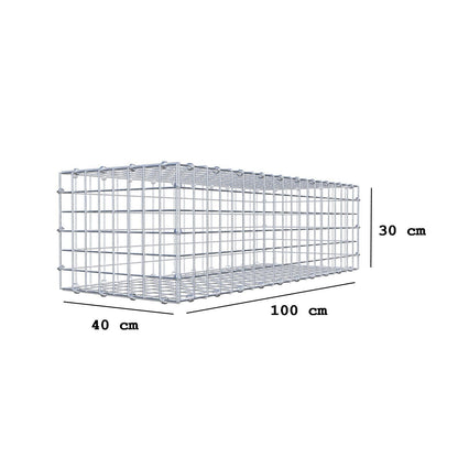 Gabione 100 cm x 30 cm x 40 cm (L x H x T), Maschenweite 5 x 5 cm, Spiralring