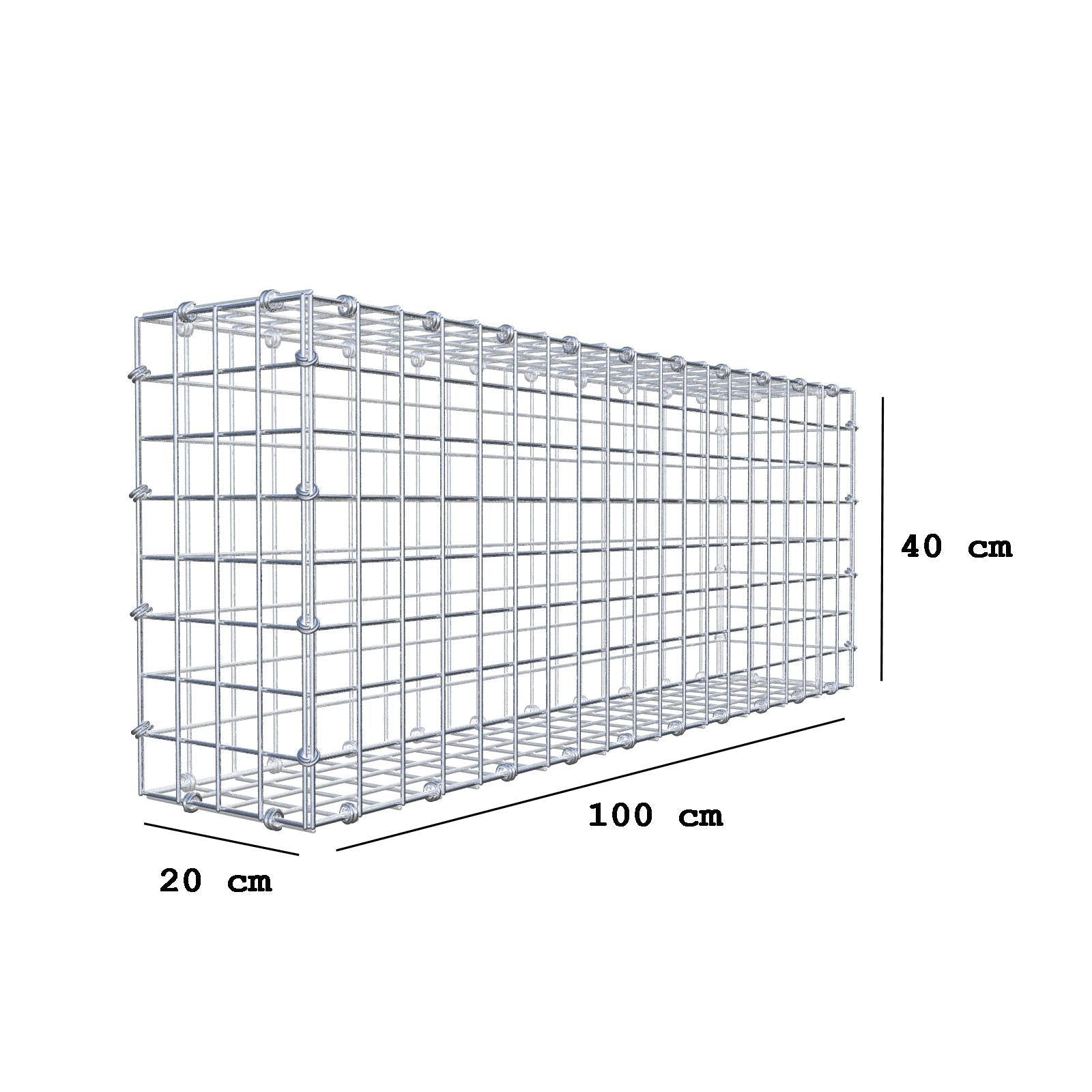 Gabião 100 cm x 40 cm x 20 cm (C x A x P), malhagem 5 x 5 cm, anel espiral