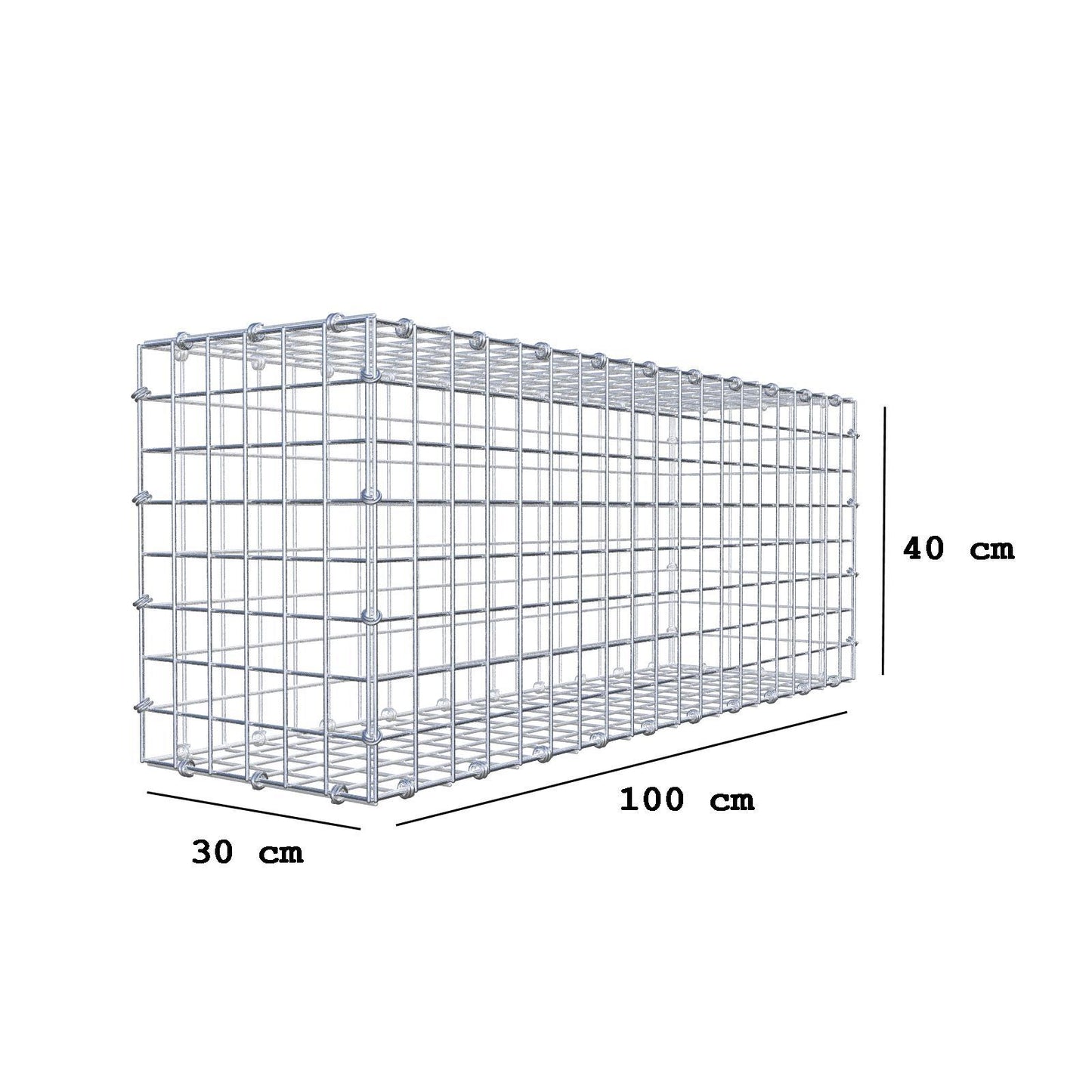 Gabion 100 cm x 40 cm x 30 cm (L x H x D), mesh size 5 x 5 cm, spiral ring
