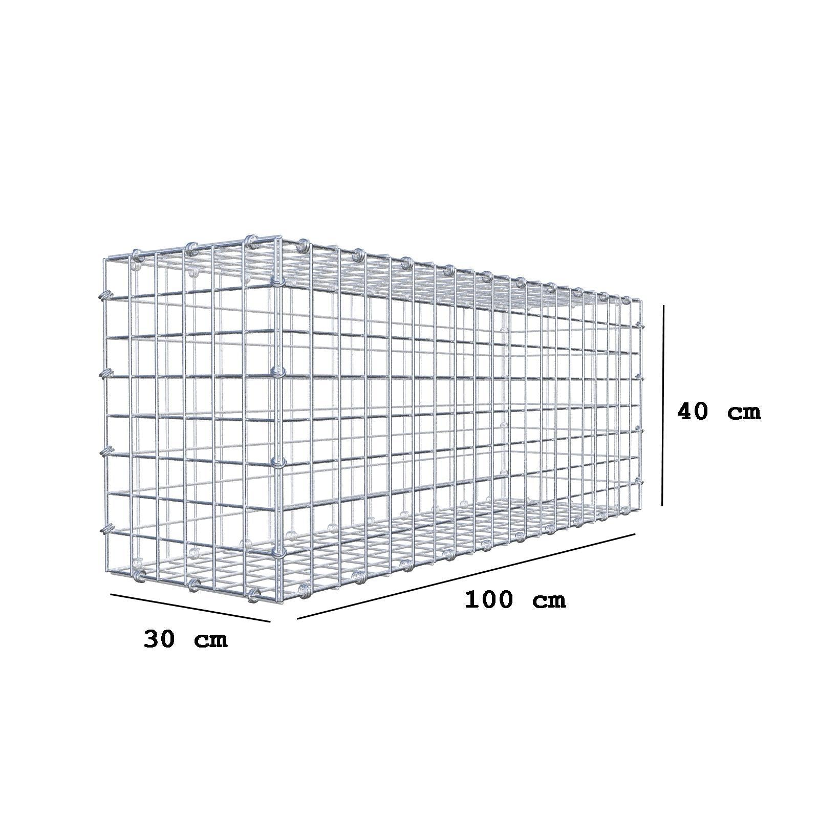 Gabião 100 cm x 40 cm x 30 cm (C x A x P), malhagem 5 x 5 cm, anel espiral