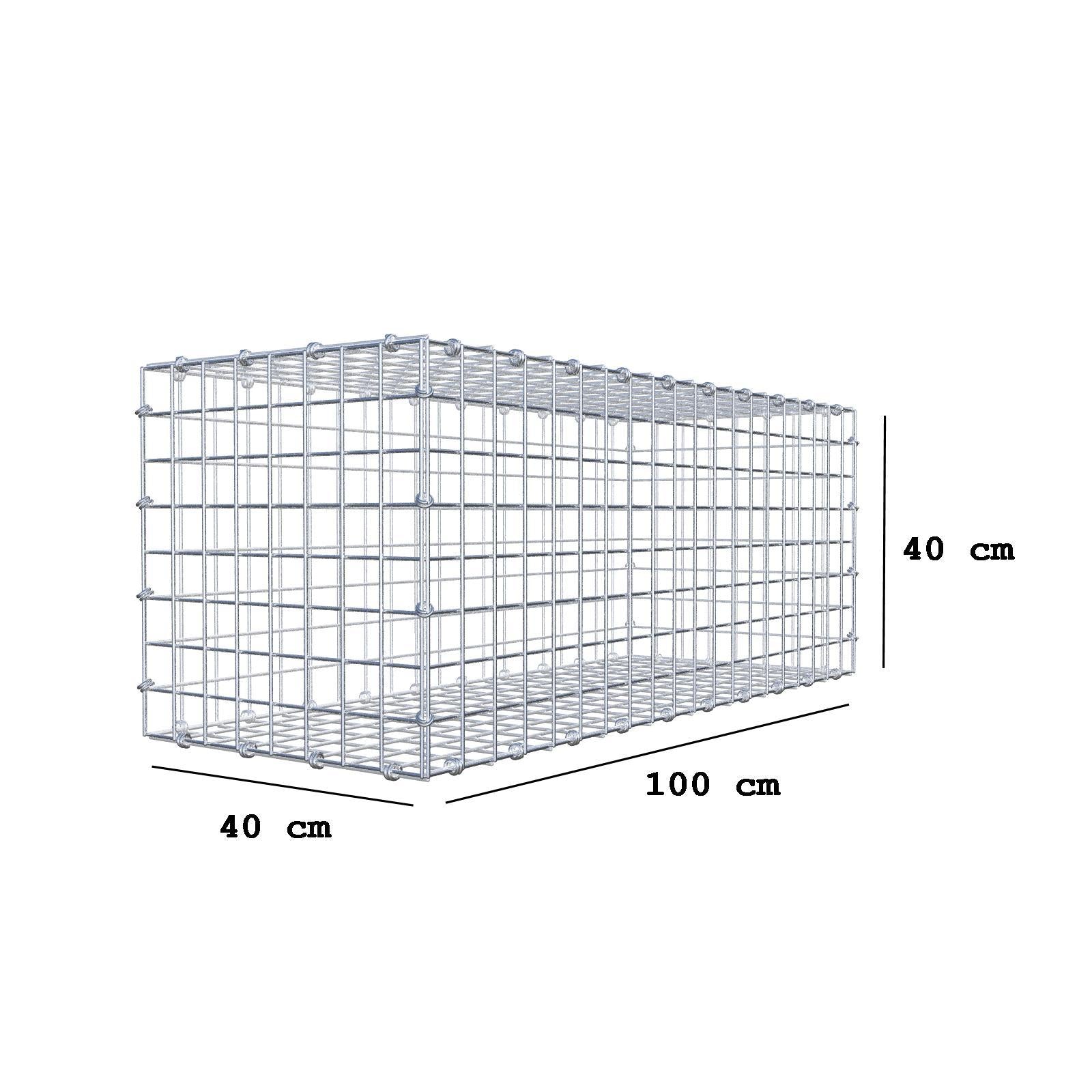 Gabião 100 cm x 40 cm x 40 cm (C x A x P), malhagem 5 x 5 cm, anel espiral