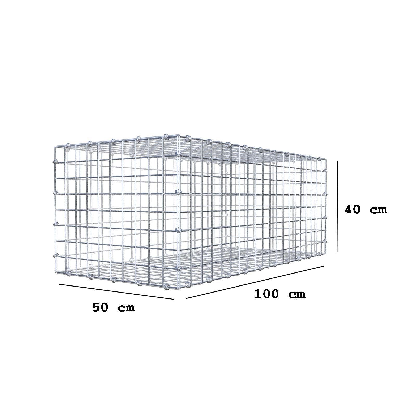 Gabião 100 cm x 40 cm x 50 cm (C x A x P), malhagem 5 x 5 cm, anel espiral