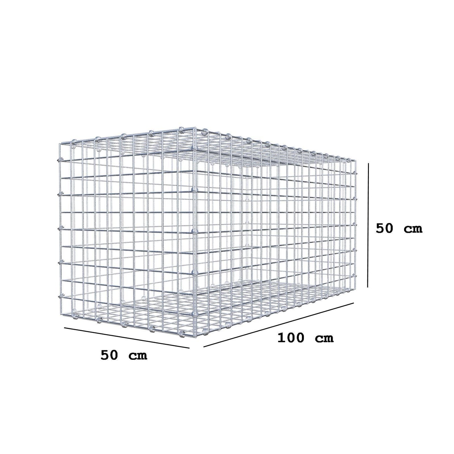 Gabion 100 cm x 50 cm x 50 cm (L x H x D), mesh size 5 x 5 cm, spiral ring