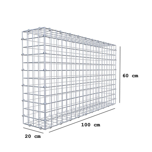 Gabion 100 cm x 60 cm x 20 cm (L x H x D), mesh size 5 x 5 cm, spiral ring