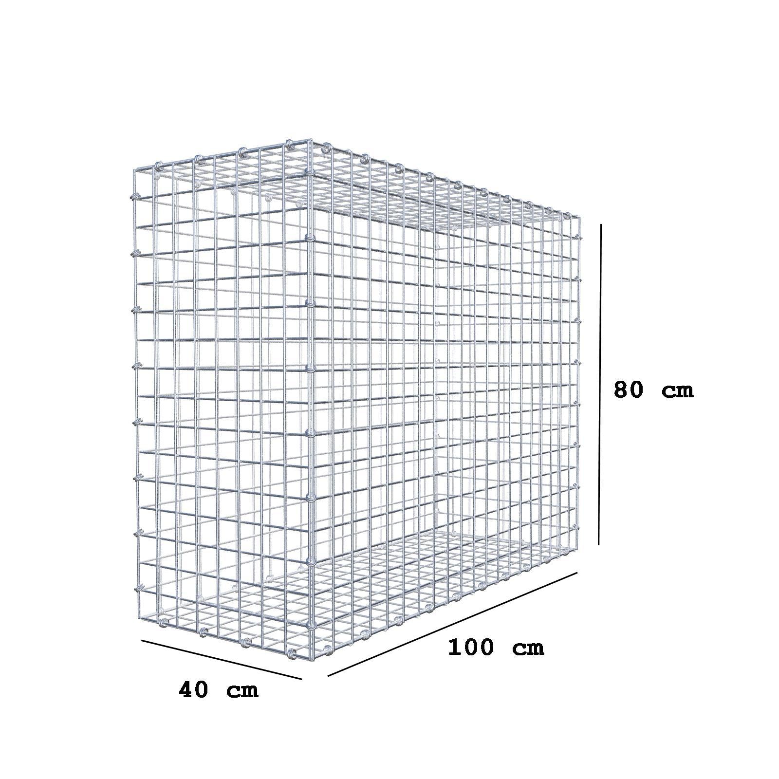 Schanskorf 100 cm x 80 cm x 40 cm (L x H x D), maaswijdte 5 x 5 cm, spiraalring