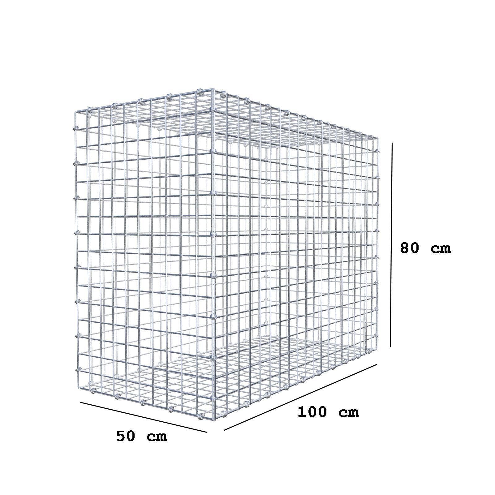 Schanskorf 100 cm x 80 cm x 50 cm (L x H x D), maaswijdte 5 x 5 cm, spiraalring