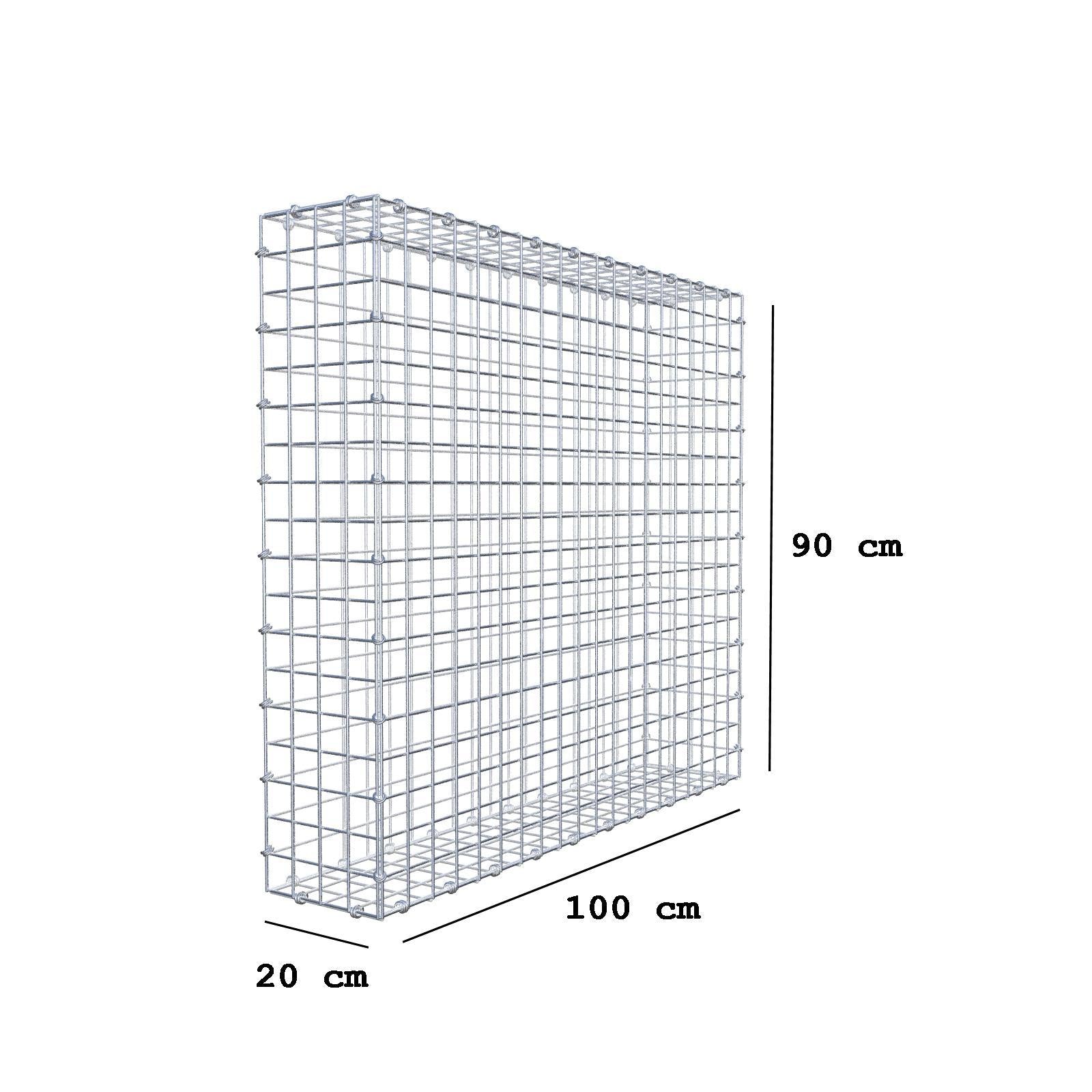 Schanskorf 100 cm x 90 cm x 20 cm (L x H x D), maaswijdte 5 x 5 cm, spiraalring