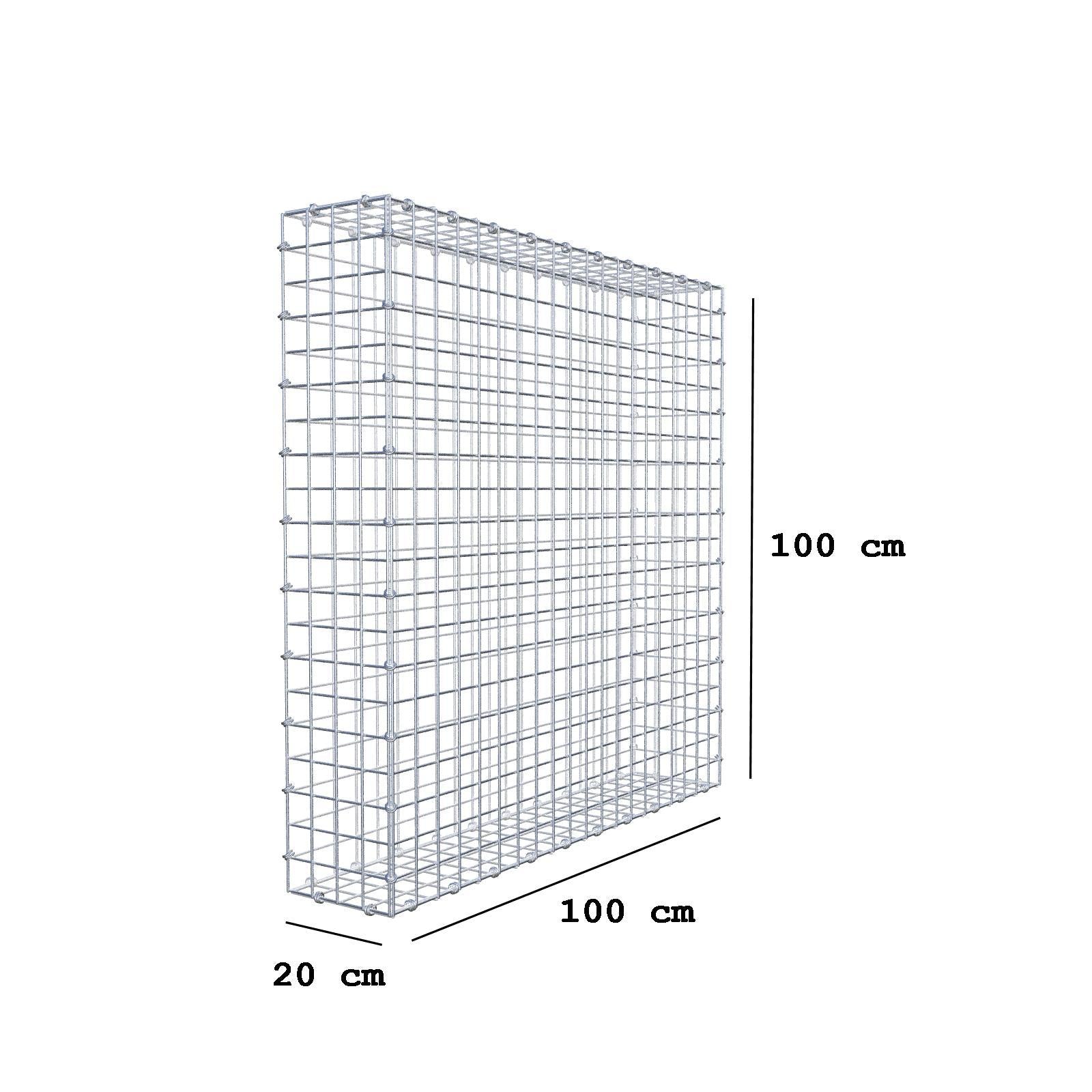 Gabbione 100 cm x 100 cm x 20 cm (L x H x P), maglia 5 x 5 cm, anello a spirale