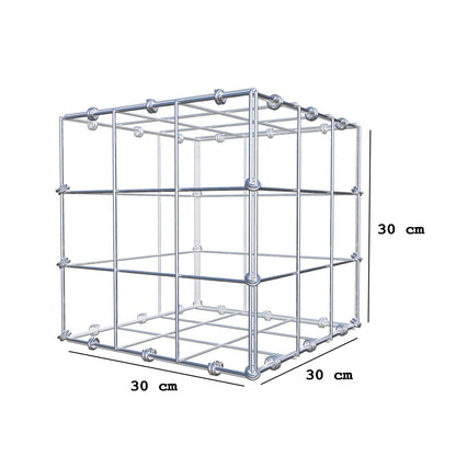 Gabion 30 cm x 30 cm x 30 cm (L x H x D), mesh size 10 x 10 cm, spiral ring