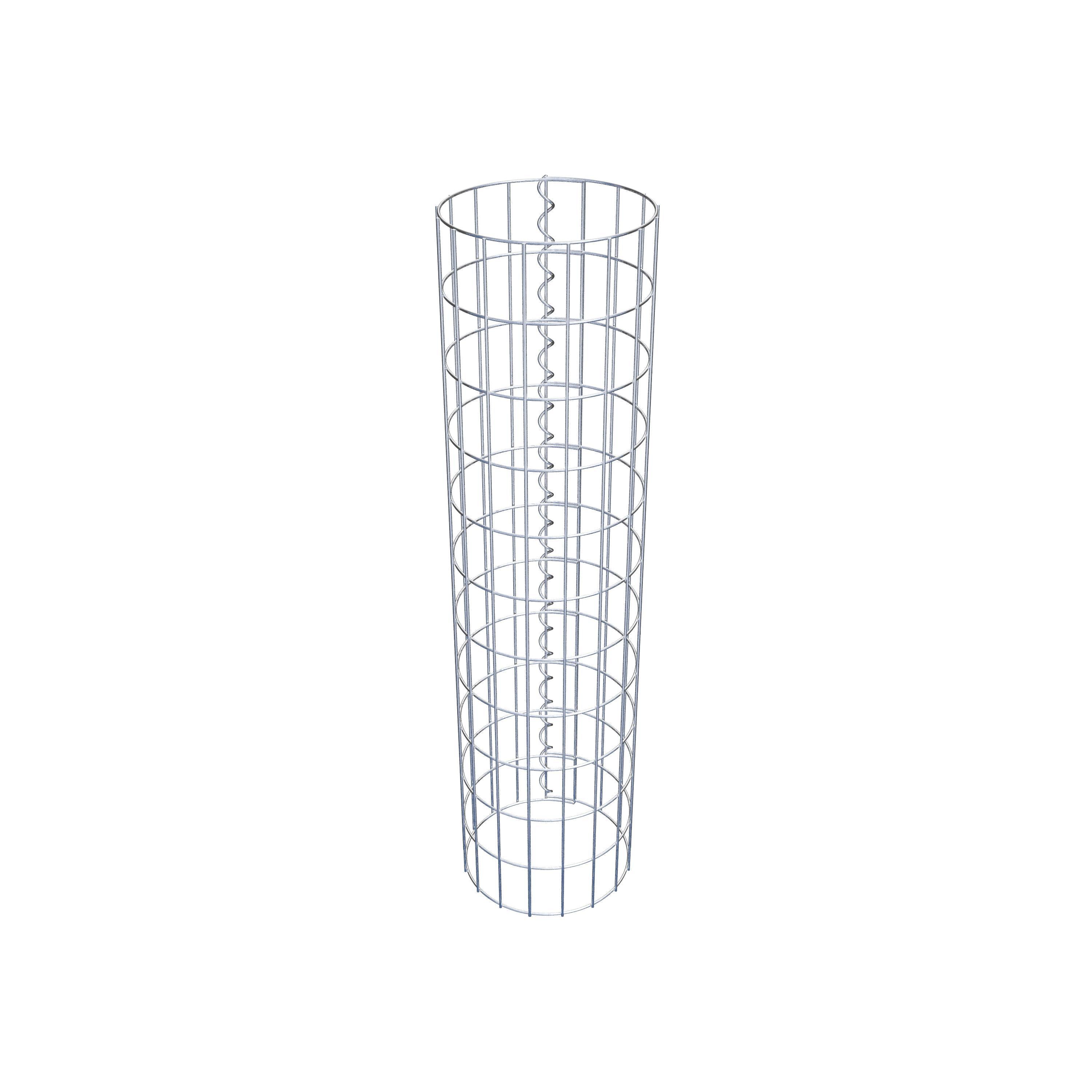 Coluna de gabião com diâmetro de 27 cm, malha redonda de 5 x 10 cm