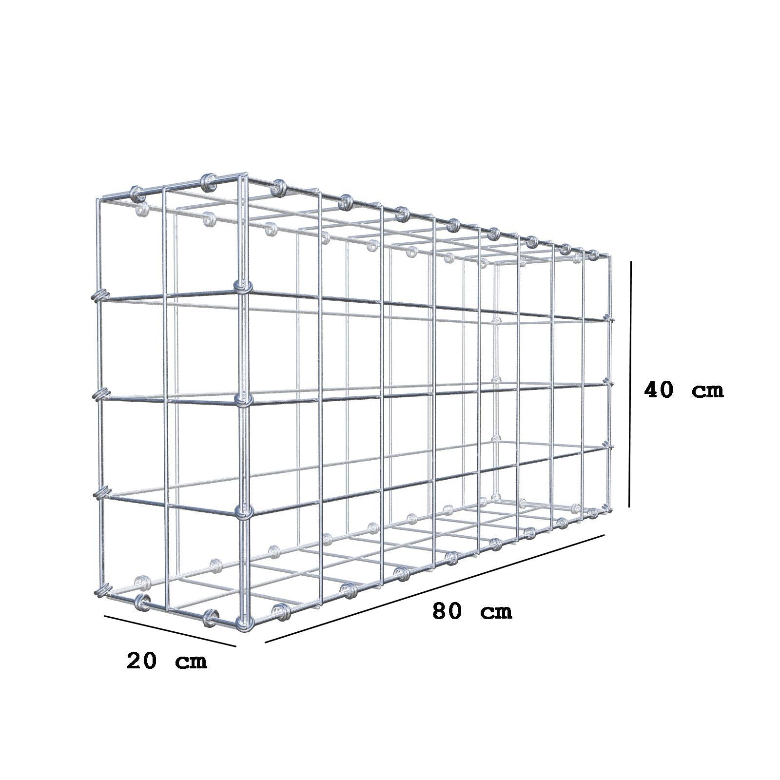 Schanskorf 80 cm x 40 cm x 20 cm (L x H x D), maaswijdte 10 x 10 cm, spiraalring